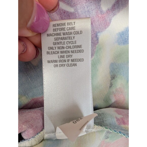 Dressbarn Womens Dress Size 10P White Floral Tank Sleeveless Belted Summer Trad - Picture 13 of 15